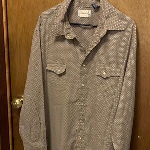 Wrangler Men's Brown Patterned Button Down Shirt